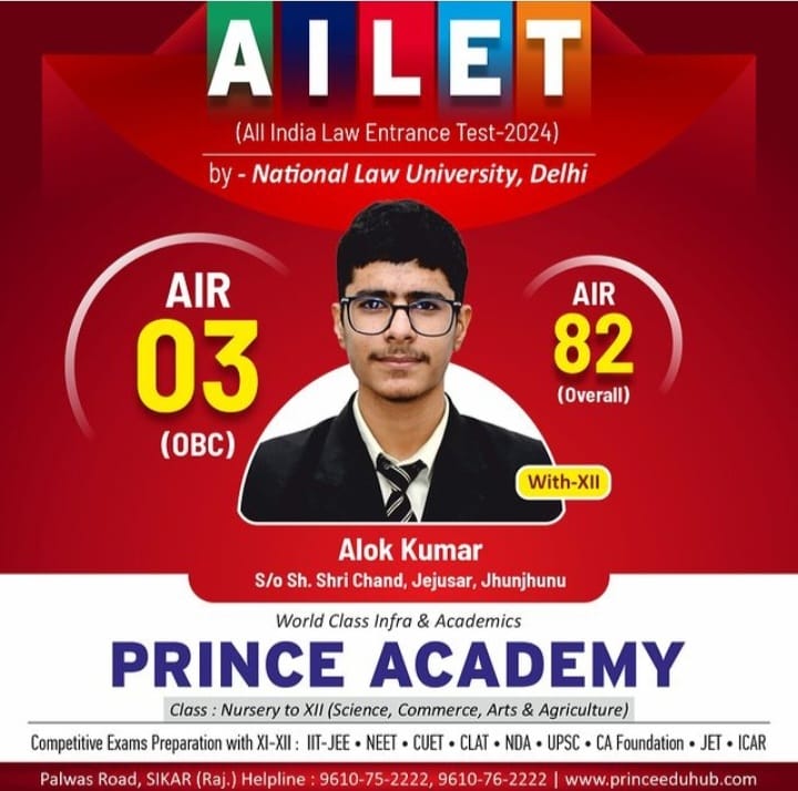 Prince Academy AILET Result 2024